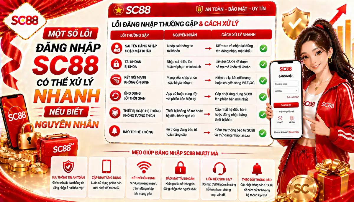 Một số lỗi đăng nhập SC88 có thể xử lý nhanh nếu biết nguyên nhân