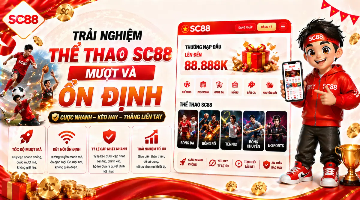 Trải nghiệm thể thao sc88 mượt và ổn định