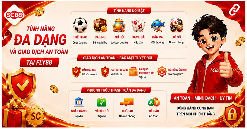 Tính năng đa dạng và giao dịch an toàn tại Fly88